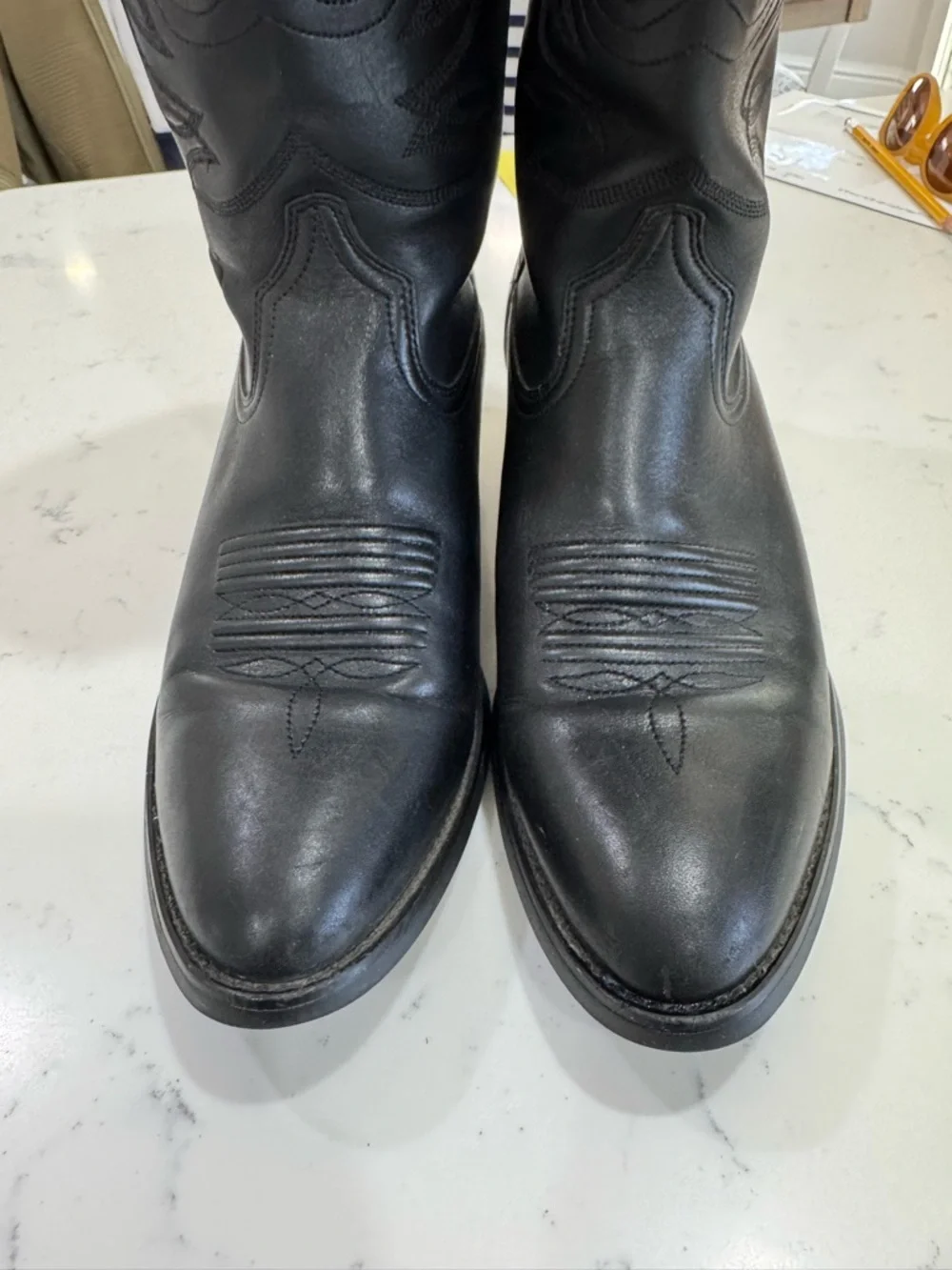 Ariat Heritage Western R Toe Black Leather Cowboy Boots Women's Style Size 7.5B - Picture 4 of 7